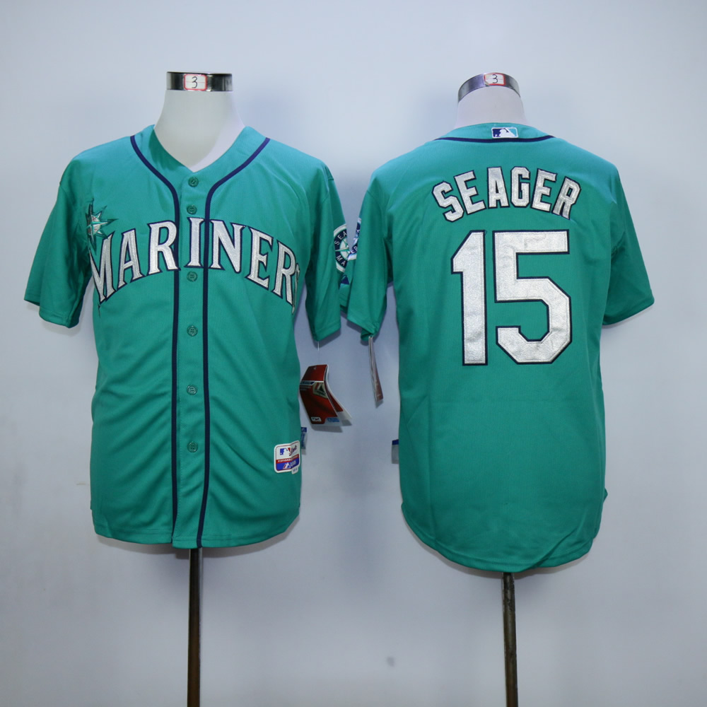 Men Seattle Mariners 15 Seager Green MLB Jerseys